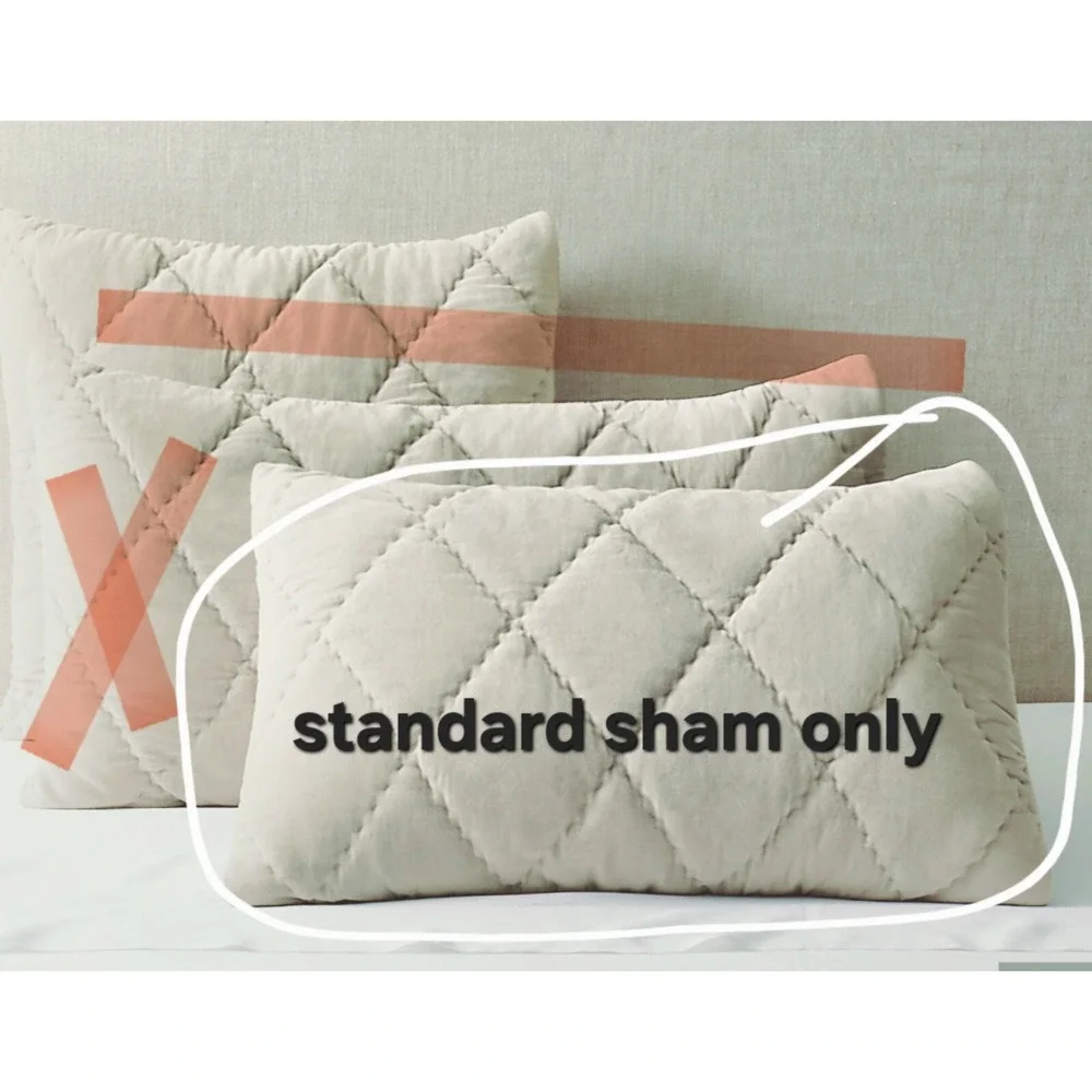 Restoration Hardware Organic Cotton Velvet Diamond Sham Grey Standard Size